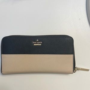 Staci colorblack large continental zip around  black and light pink wallet